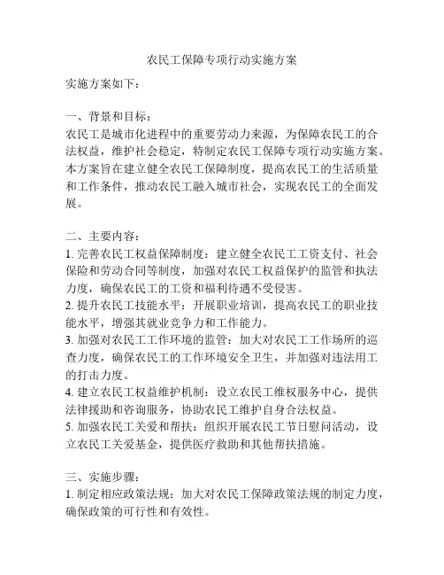 农民工保障专项行动实施方案