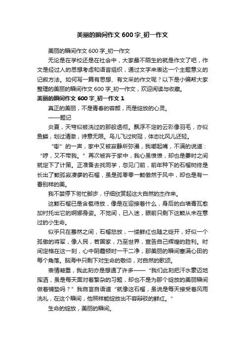 美丽的瞬间作文600字_初一作文