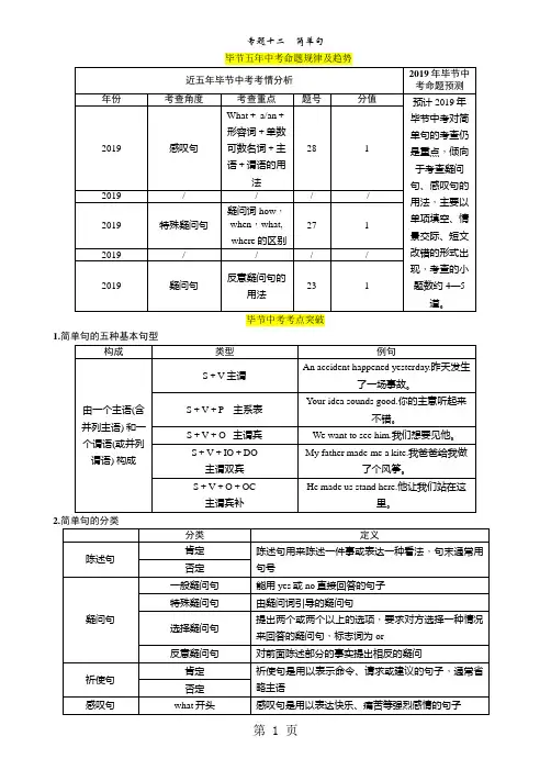 中考英语(毕节)总复习语法专题讲义：专题12 简单句-教育文档