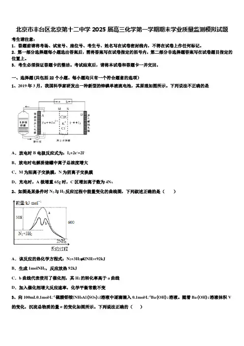 北京市丰台区北京第十二中学2025届高三化学第一学期期末学业质量监测模拟试题含解析