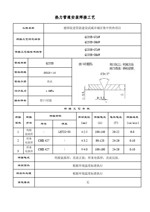 焊接工艺卡(GTAW+SMAW)