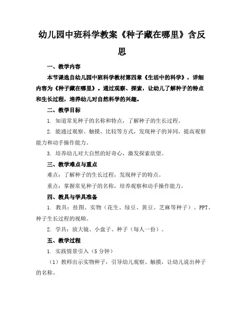 幼儿园中班科学教案《种子藏在哪里》含反思