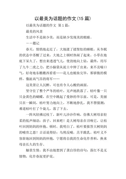 以最美为话题的作文(15篇)