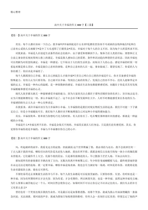 高中关于幸福的作文800字【三篇】