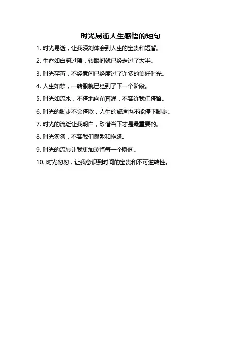 时光易逝人生感悟的短句