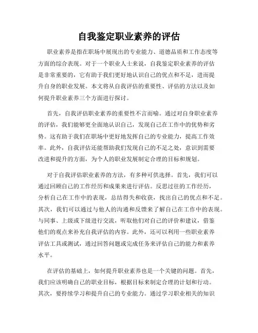 自我鉴定职业素养的评估