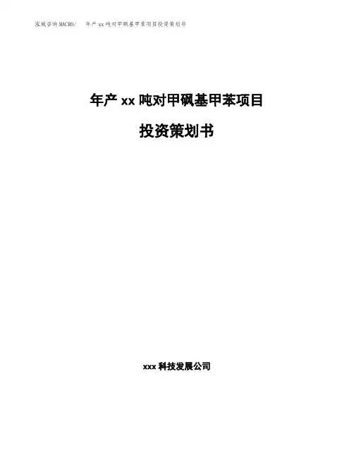 年产xx吨对甲砜基甲苯项目投资策划书