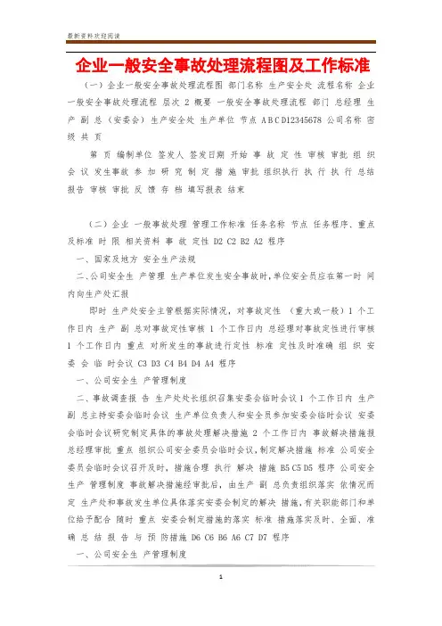 企业一般安全事故处理流程图及工作标准