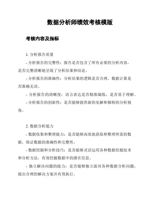 数据分析师绩效考核模版