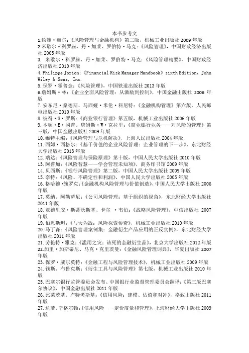 金融风险管理方面的书单