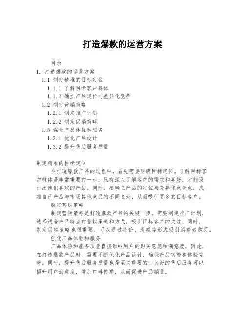 打造爆款的运营方案