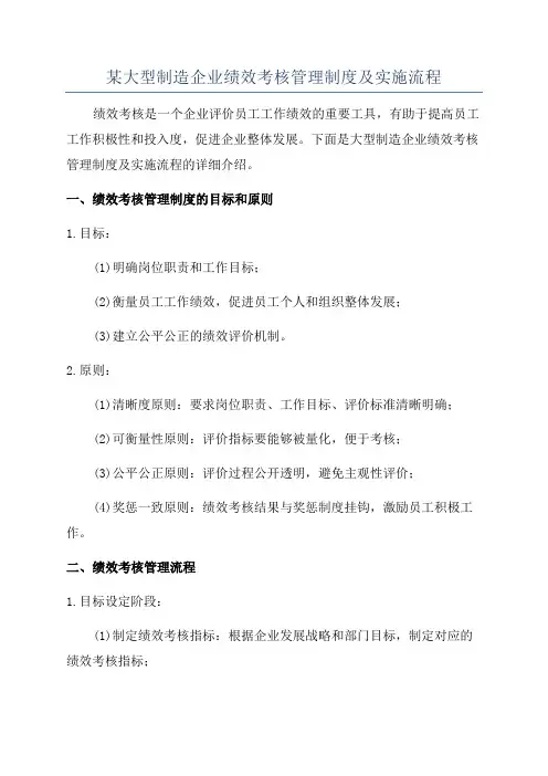 某大型制造企业绩效考核管理制度及实施流程