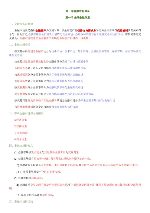 金融基础知识(重点归纳)
