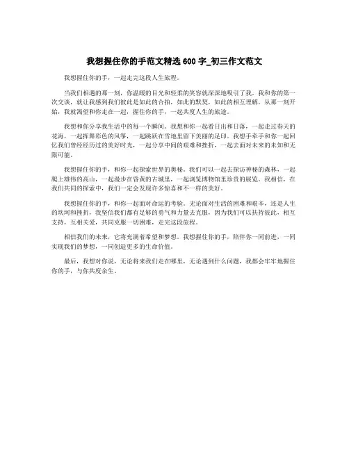 我想握住你的手范文精选600字_初三作文范文