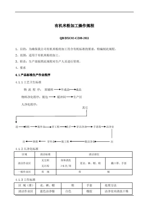 有机米粉加工操作规程