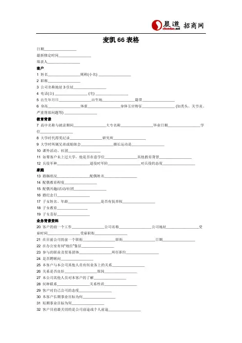 麦凯66表格(打印)