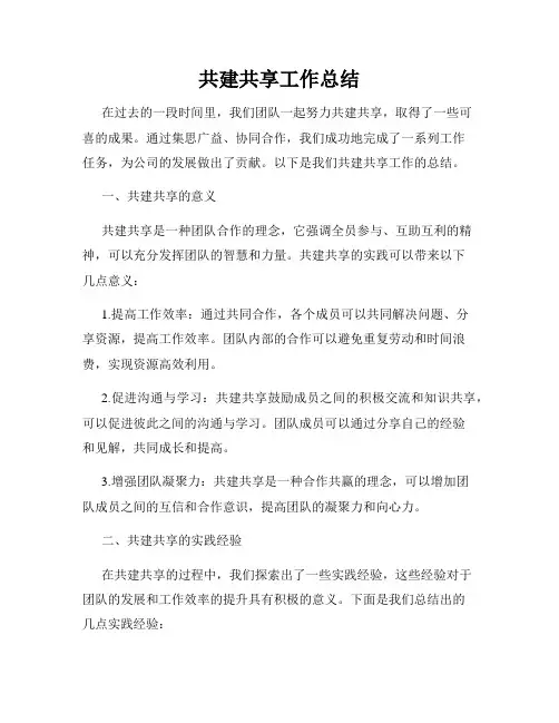 共建共享工作总结