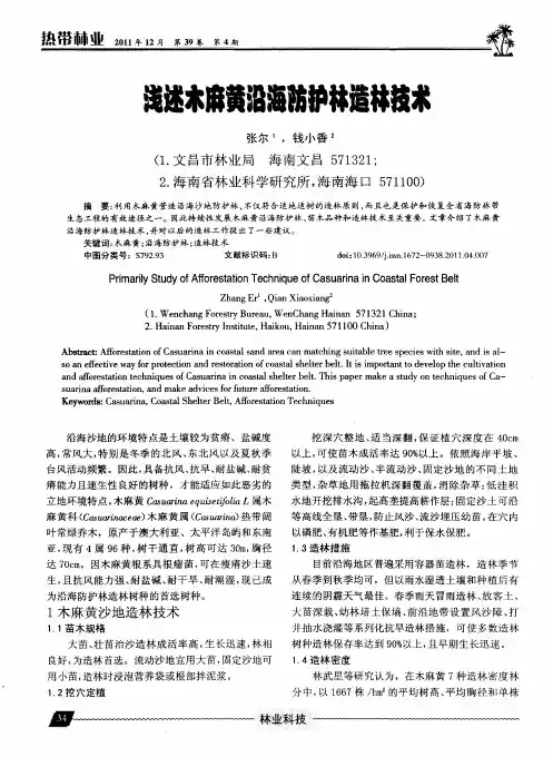 浅述木麻黄沿海防护林造林技术