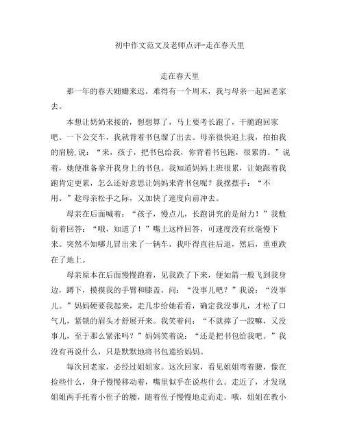 初中语文-初中作文范文及老师点评-走在春天里