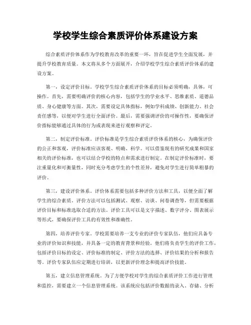 学校学生综合素质评价体系建设方案