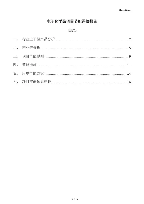 电子化学品项目节能评估报告