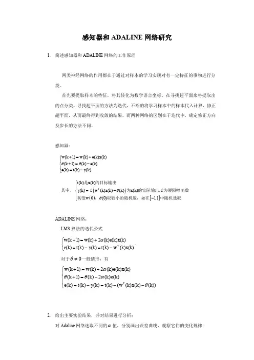 感知器和ADALINE网络研究