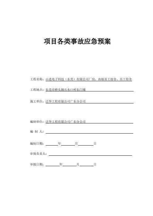项目各类事故应急预案