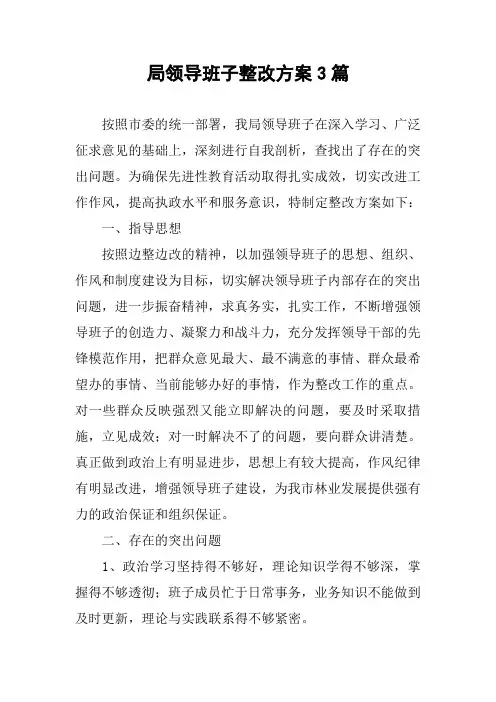 局领导班子整改方案3篇