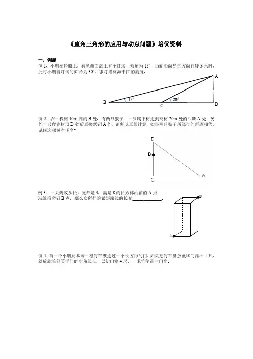 《直角三角形的应用与动点问题》培优资料