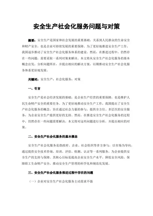 安全生产社会化服务问题与对策