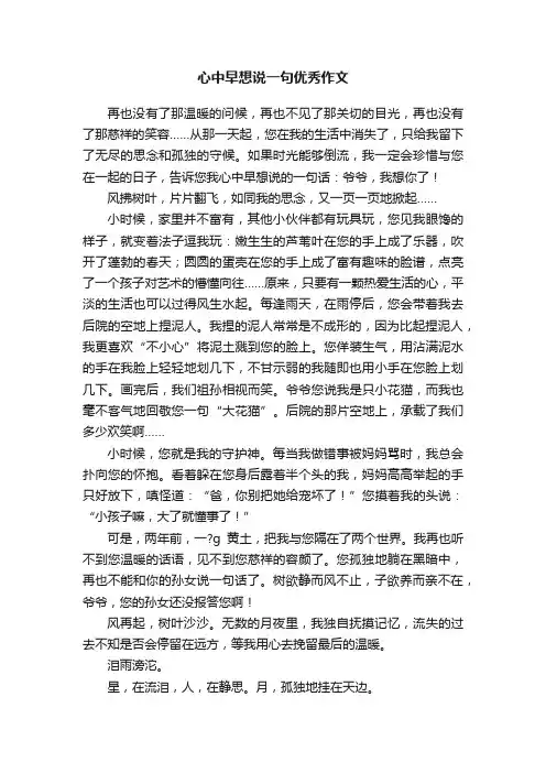 心中早想说一句优秀作文