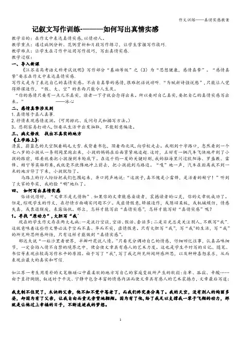 作文训练——真情实感教案