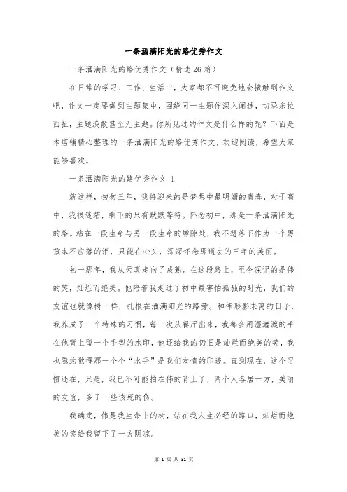一条洒满阳光的路优秀作文