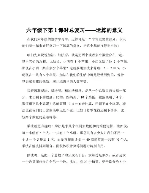 六年级下第1课时总复习——运算的意义