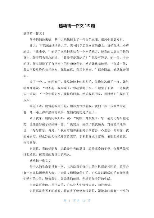 感动初一作文15篇