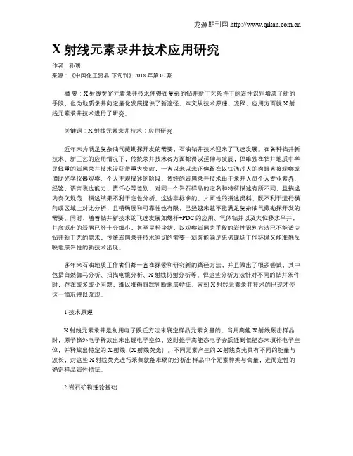 X射线元素录井技术应用研究