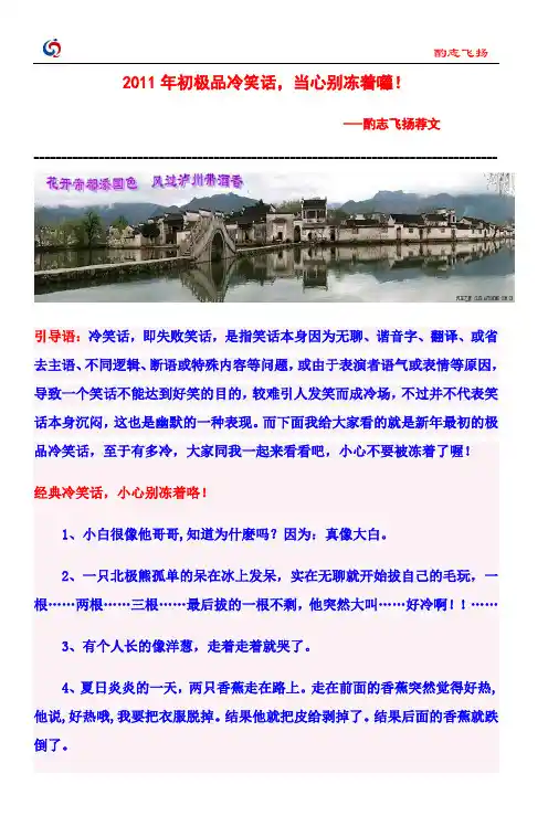 2011年初极品冷笑话,当心别冻着囖!【酌志飞扬】