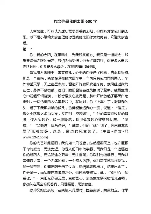 作文你是我的太阳600字
