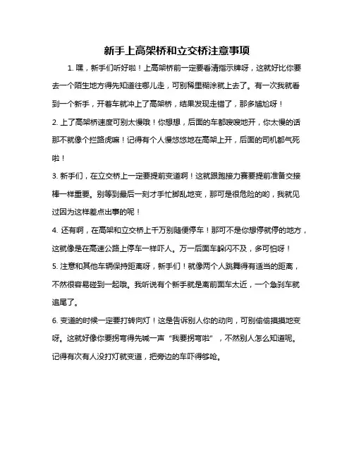 新手上高架桥和立交桥注意事项