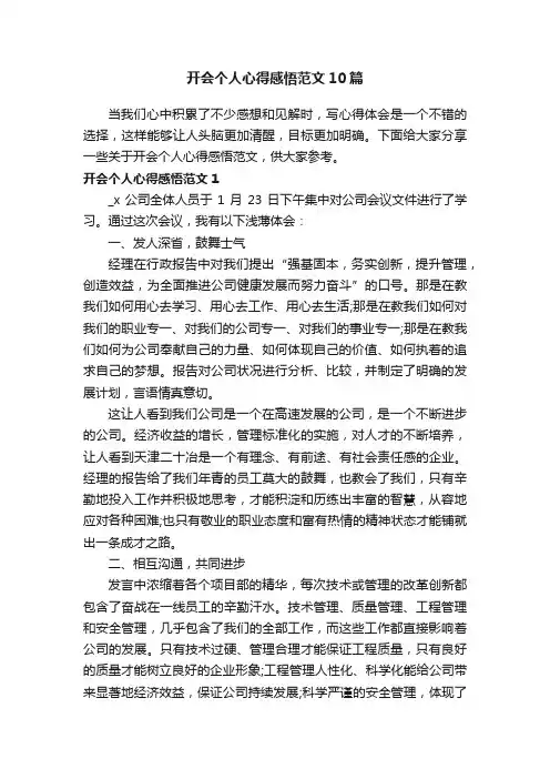 开会个人心得感悟范文10篇