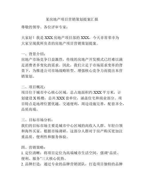 某房地产项目营销策划提案汇报