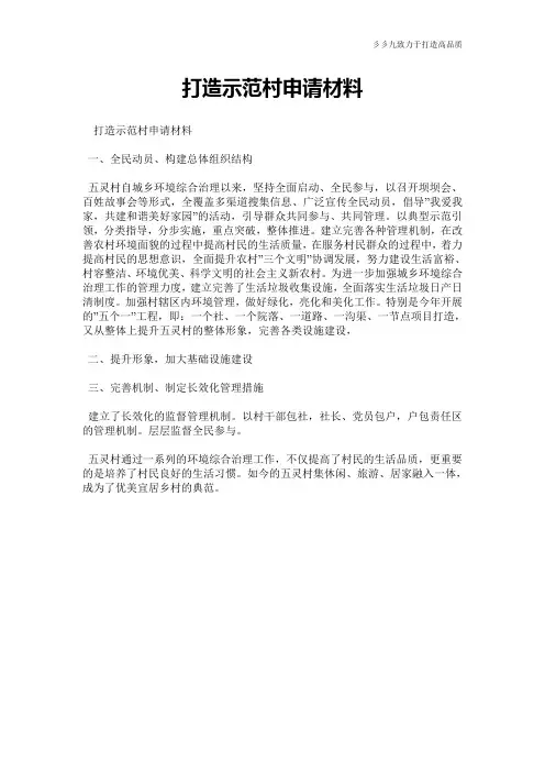打造示范村申请材料