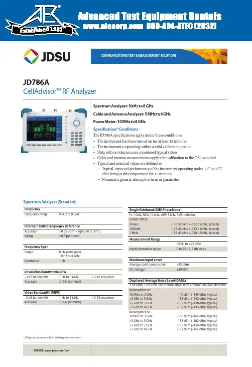 JDSU JD786A CellAdvisor RF Analyzer 产品说明书