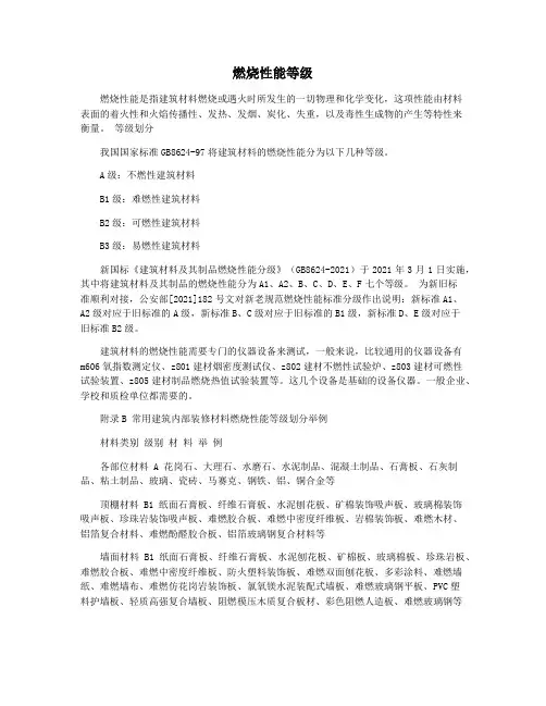 燃烧性能等级