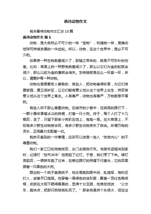 有关善待动物作文汇总10篇