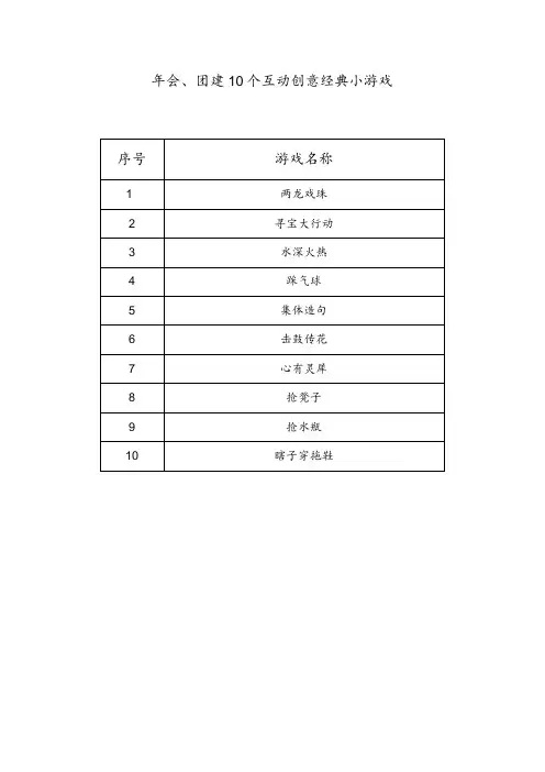 简单易玩小游戏项目：年会、团建10个互动创意经典小游戏