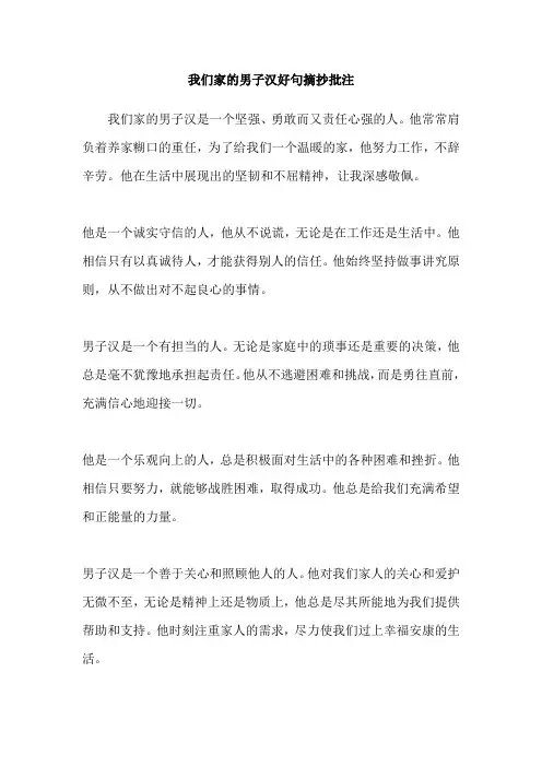 我们家的男子汉好句摘抄批注