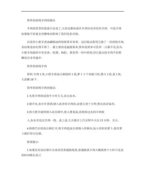 简单的清炖羊肉的做法.