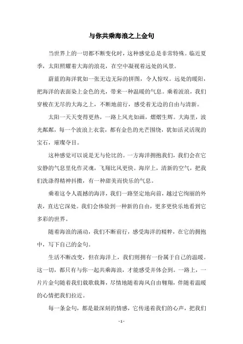 与你共乘海浪之上金句