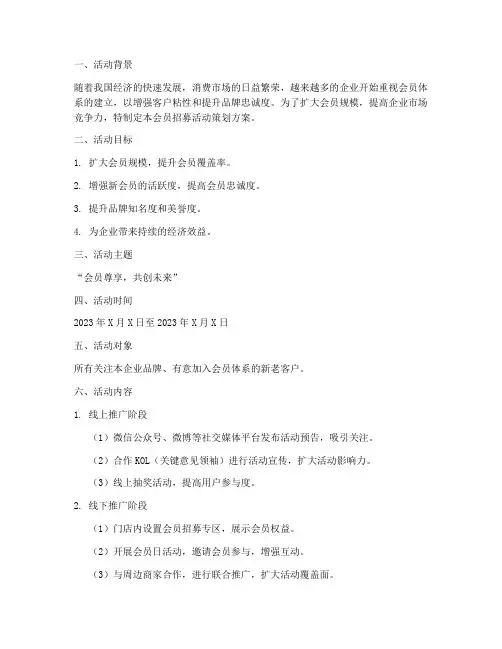 会员招募活动策划方案模板范文